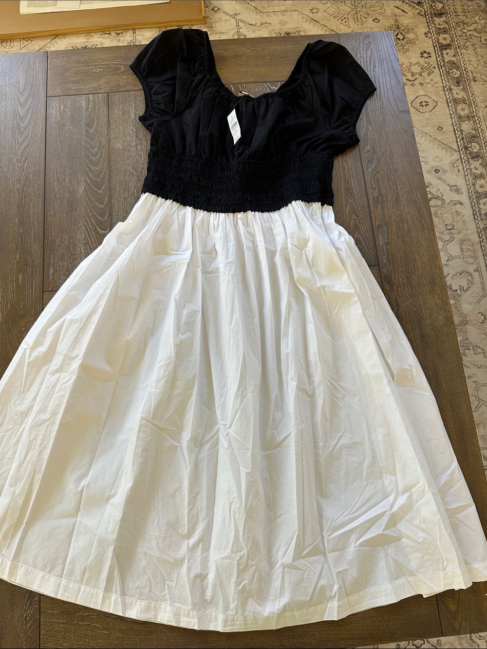 Loft black and white cotton dress NWT size XL